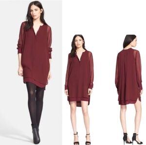 VINCE Silk Double Layer Shirtdress